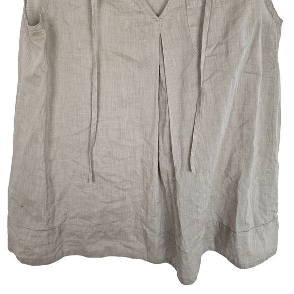 Marc By Marc Jacobs Top Tie Neck Blouse Women S Tan Sleeveless Blouse Cotton - Picture 3 of 7